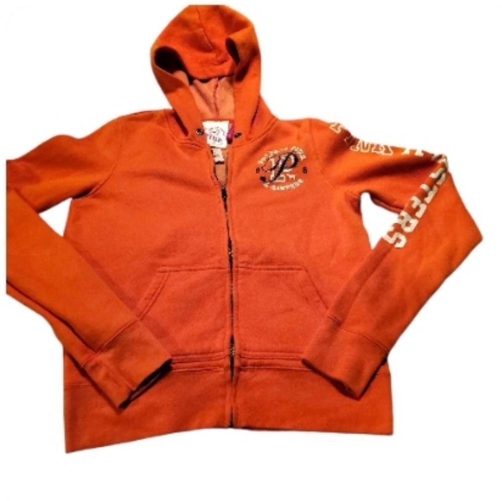 Victoria's Secret Pink All stars Orange Zip Up Hoodie M NWT